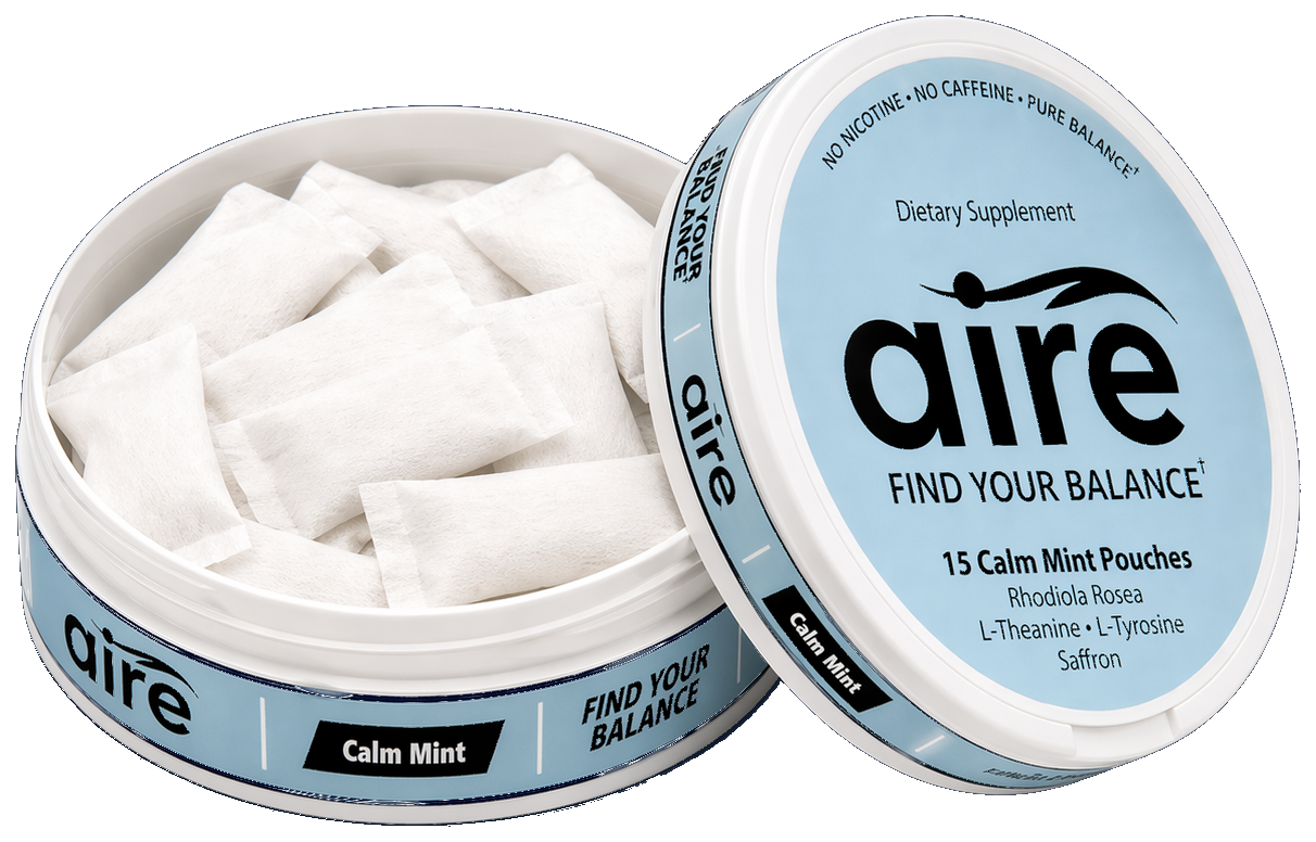 Aire tin open showing pouches