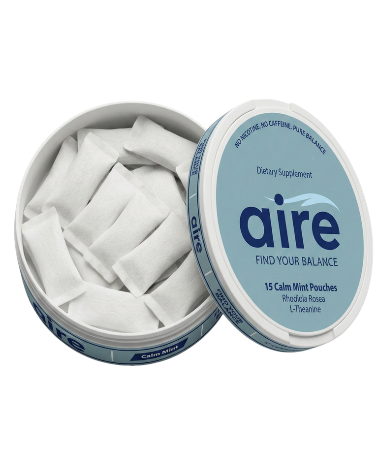 Aire tin open showing pouches